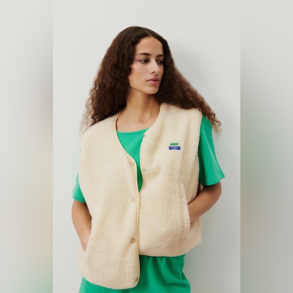 NWT American Vintage Hoktown sherpa Vest in Ecru Size M/L - Picture 4 of 11